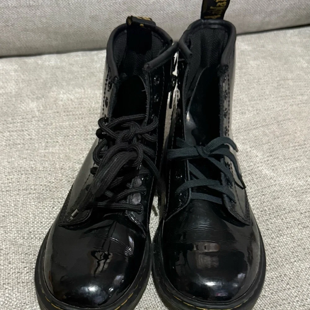 Dr. Martens Black Lace-Up Boots with Yellow Stitching